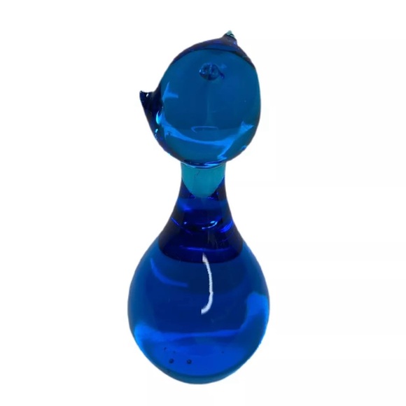 Vintage Blue Glass Cat Figurine - Picture 2 of 8